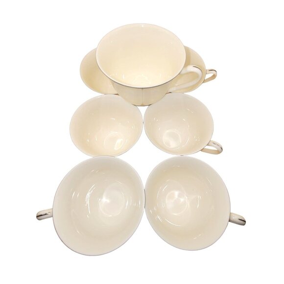 Set Of 7 Mikasa Teacups Fine Ivory L901 Station Platinum Silver Trim sm2012 - Picture 3 of 6